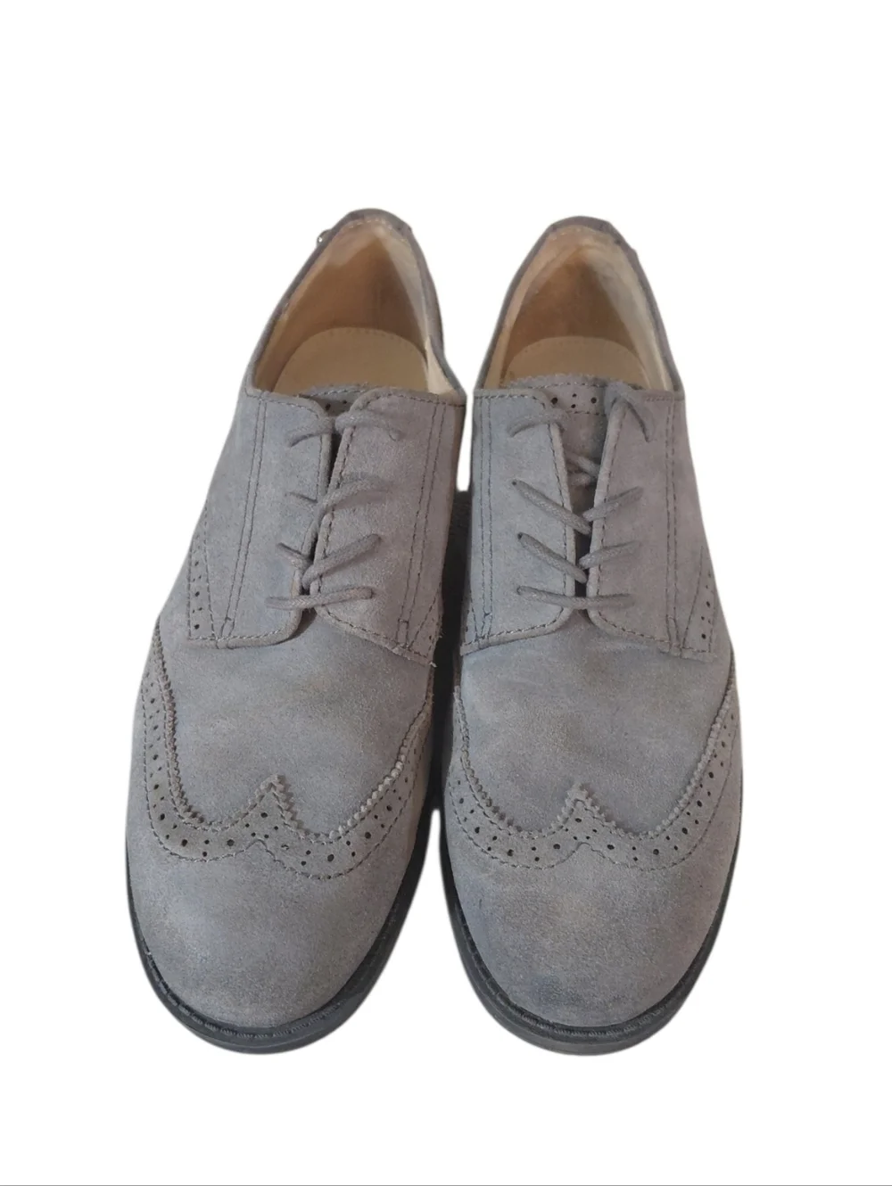 Sam Edelman Irving Oxfords Women's Classic Grey Suede Wingtip Loafers Size 8.5